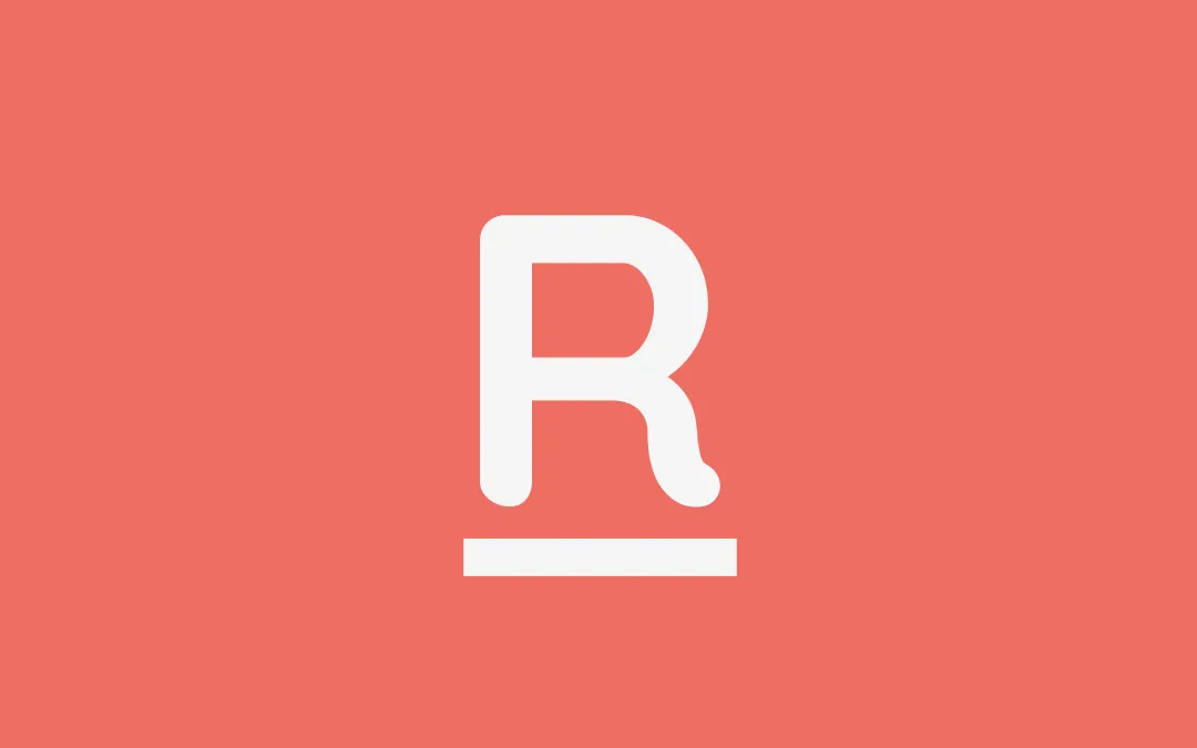 The letter R, representative of the Relic app, over a red background